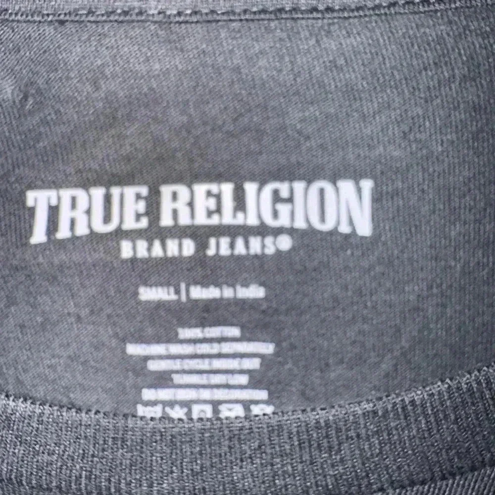 True religion long sleeve black sidebar tee shirt size small budha graphic